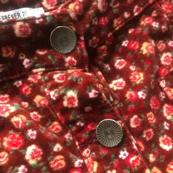 Forever21 Mini Floral A-line‎ Velvet Skirt | Size M - Picture 4 of 7